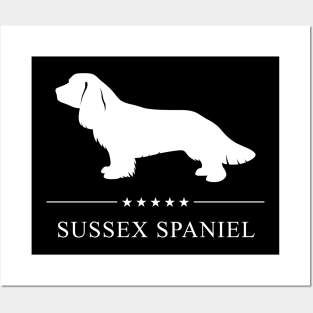 Sussex Spaniel Dog White Silhouette Posters and Art